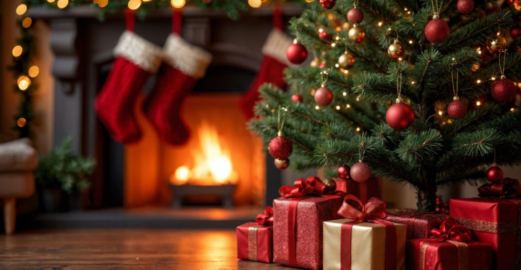 Julgran med paket