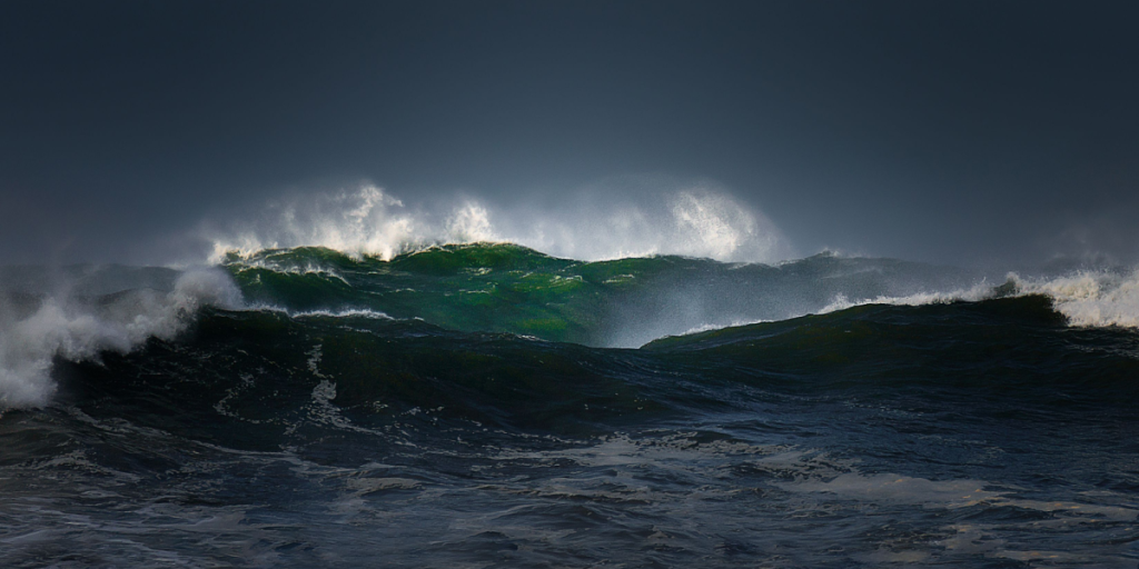 Stormy weather, waves, ocean, hurricane