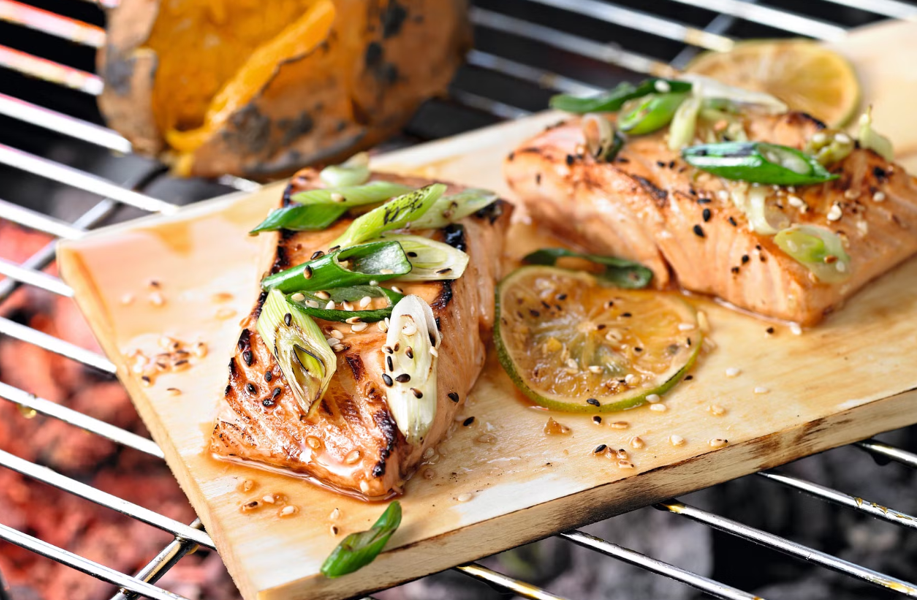 laks på grill, salmon