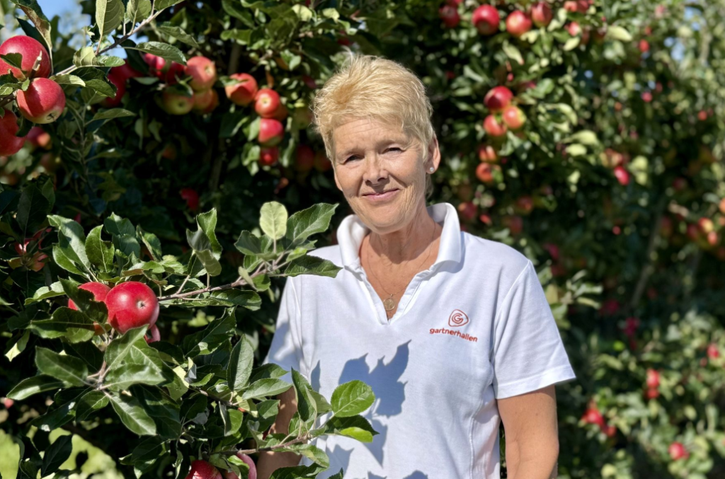 Grethe Bergflødt Sylling, epleprodusent ved Landfald gård i Lier