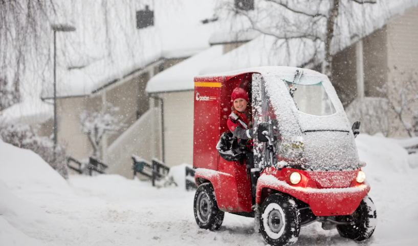 Posten Bring, postbil, post car, winter, snow, mail
