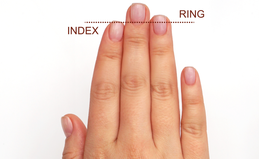 Different,Length,Of,Finger,,Index,And,Ring, fingerlængde
