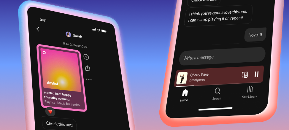 Spotify message function, music, smartphone