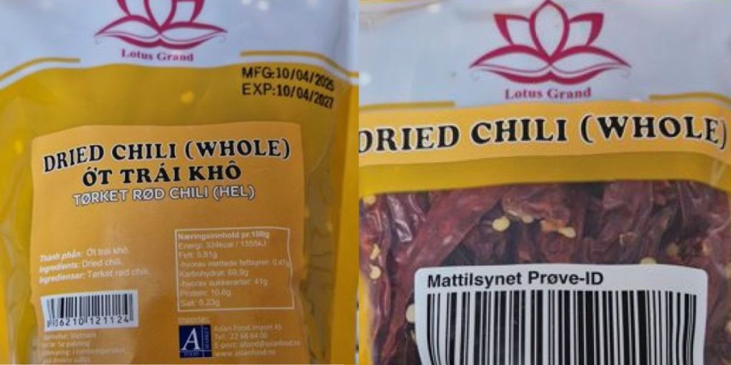 Driec Chili, Lotus Grand, tørket chili, krydderi, spice, tilbagekalles