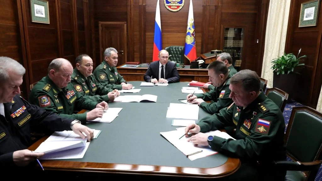 Vladimir Putin with military