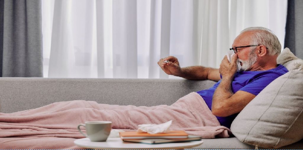 man sick influenza