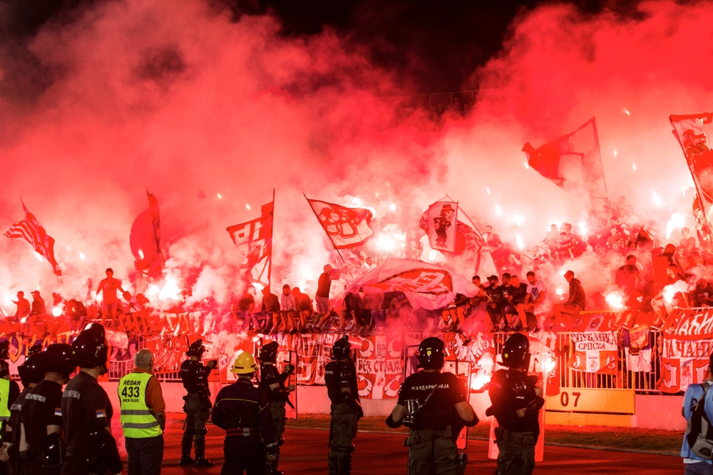 Serbia,,Belgrade,-,September,23,,2018:,Football,Fans,With,Torches
