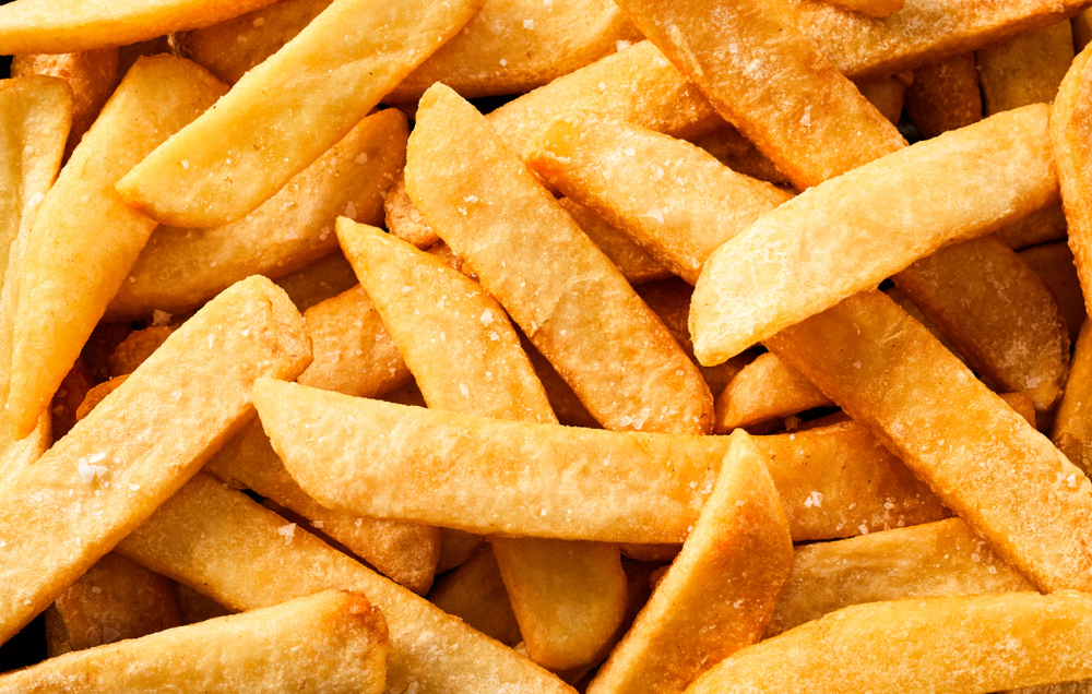 Flat,Lay,View,Of,Steak,French,Fried,Pommes,Or,Chips