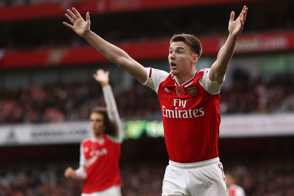 Kieran,Tierney,Of,Arsenal,Appeals,-,Arsenal,V,Wolverhampton,Wanderers,