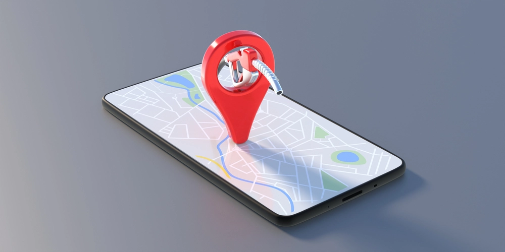 Fuel station refuel location, mobile phone app