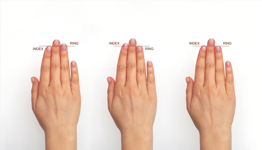 Different,Length,Of,Finger,,Index,And,Ring, fingerlængde