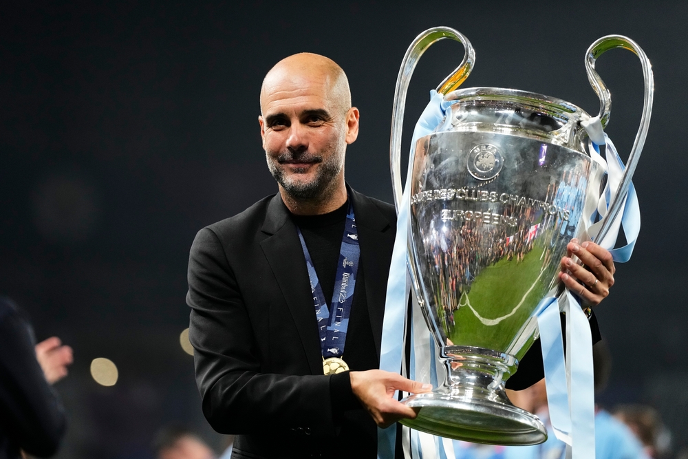Pep,Guardiola,Head,Coach,Of,Manchester,City,Celebrates,After,Winning