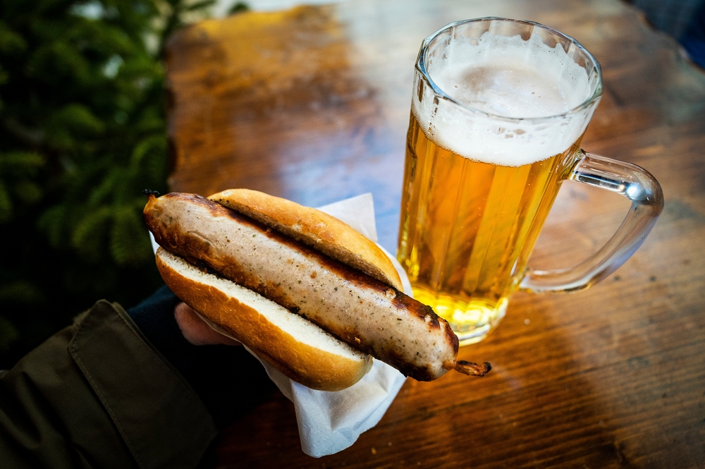 Bratwurst,Sausage,Hot Dog,Beer, pølse