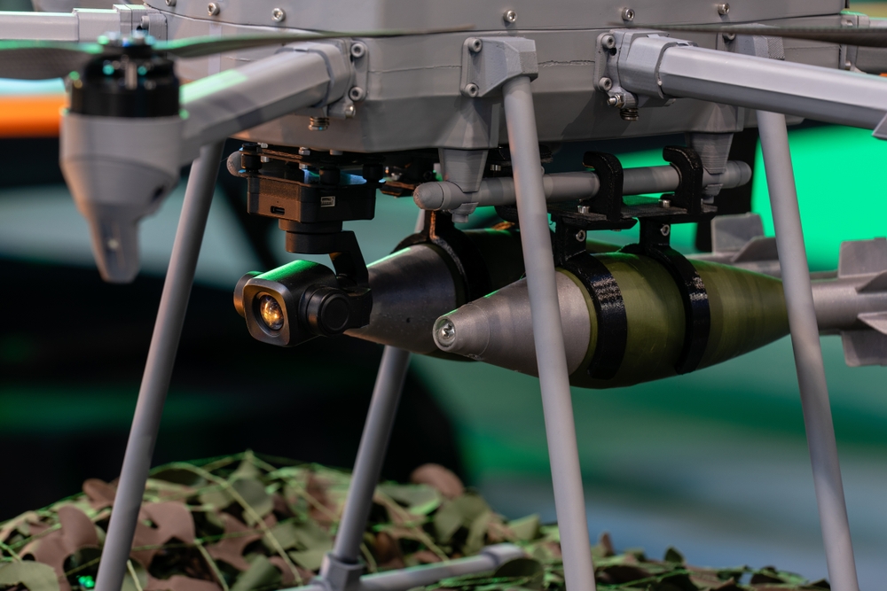 Military drone armed with bombs