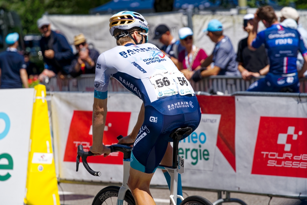 Racing,Cyclist,Johan,Price-pejtersen,56,Of,Team,Bahrain,At,Start