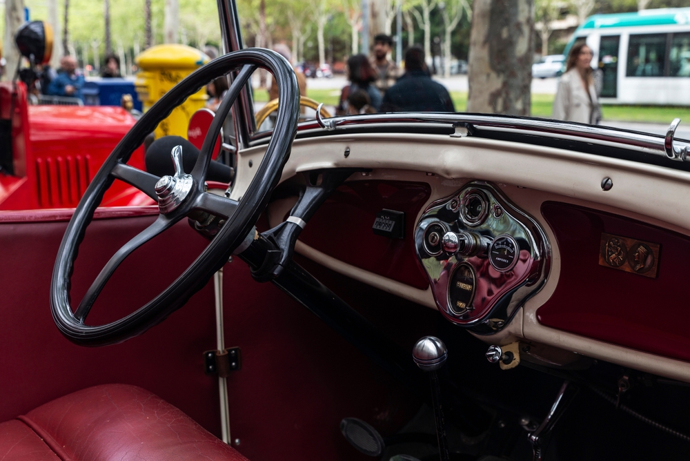 Steering Wheel,Dashboard,Old,Retro,Car, rat i ældre bil, veteranbil