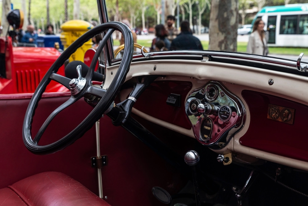 Steering Wheel,Dashboard,Old,Retro,Car, rat i ældre bil, veteranbil