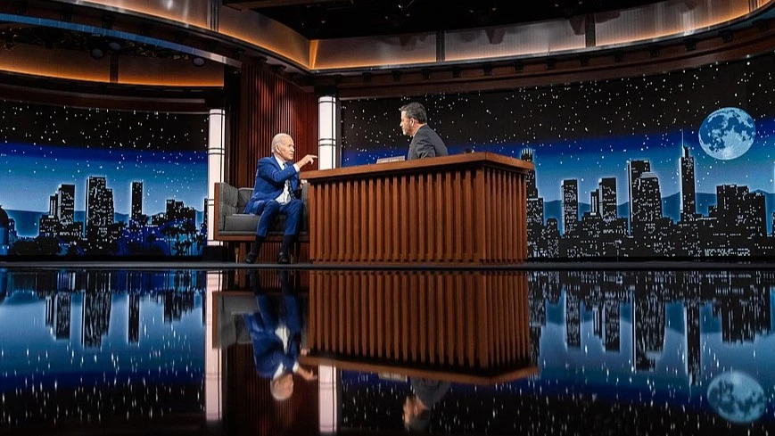 Joe Biden tapes an appearance on “Jimmy Kimmel Live!”