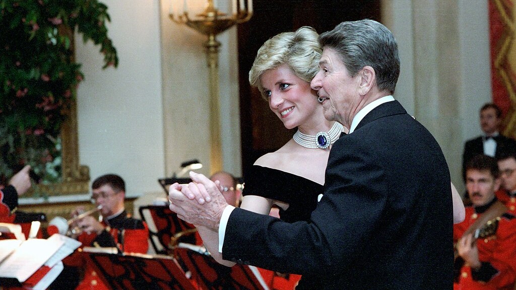 President Ronald Reagan dancing with Princess Diana