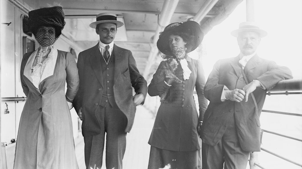 Mrs. G. Gould, Jay Gould, Marjorie Gould, and Geo. Gould, in boat deck