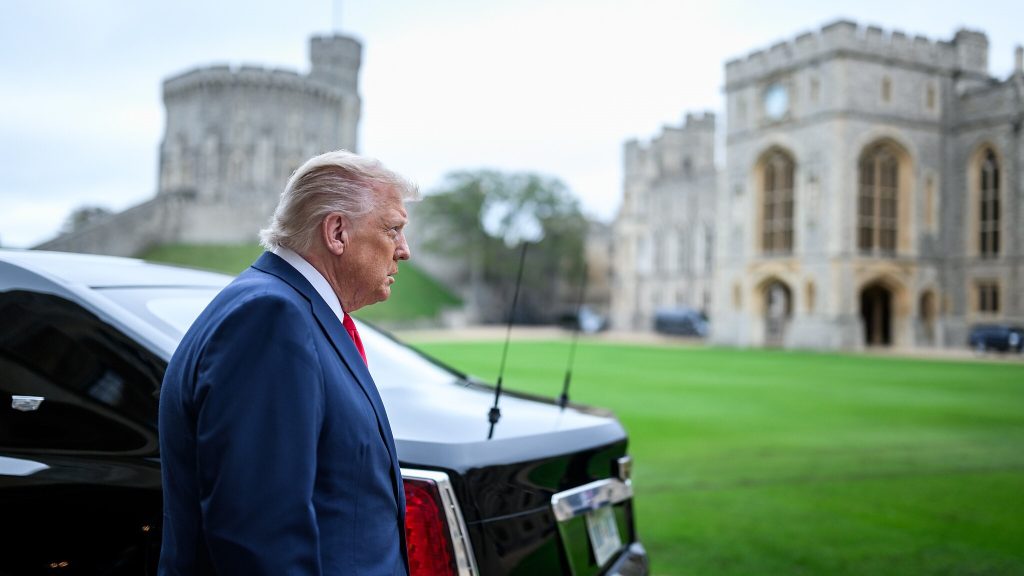 President Donald Trump bids farewell to King Charles III at Windsor Castle