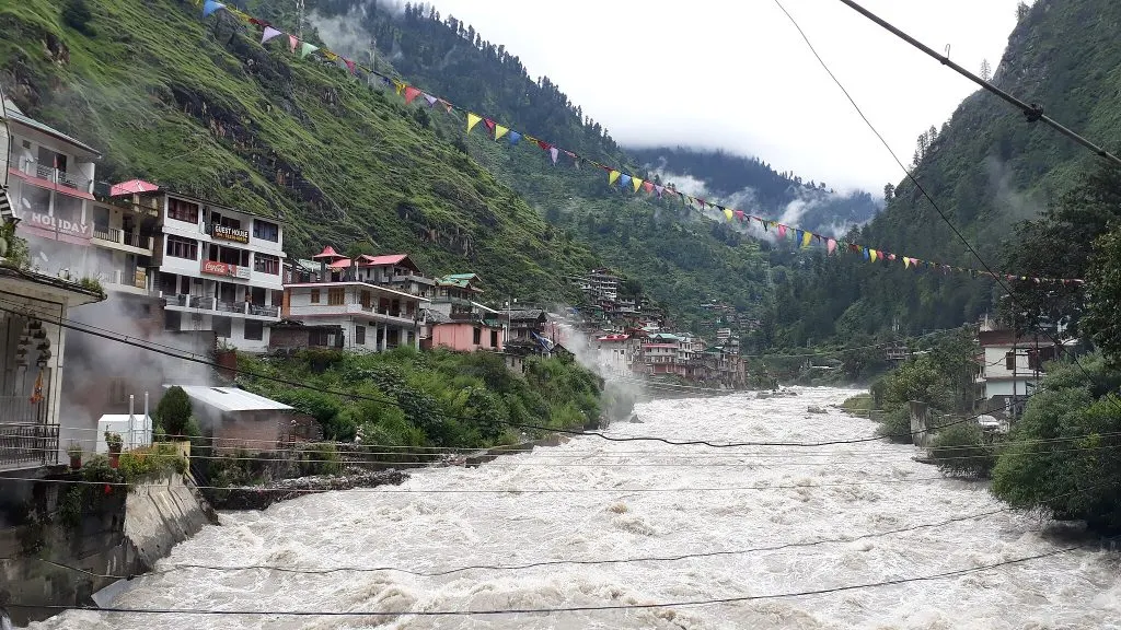 Parvati River near Kasol town, Kullu district in Himachal Pradesh, India