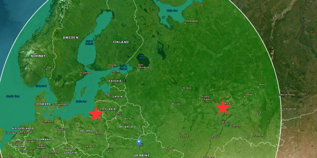 Tomahawk radius, Kaliningrad, Kazan