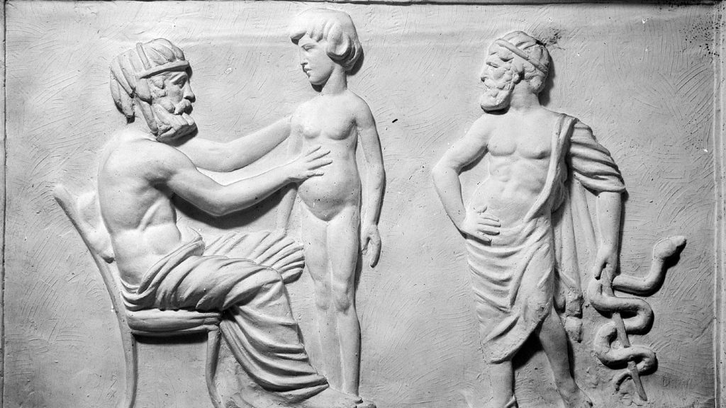Greek physician and patient, plaster cast in W.H.M.M.