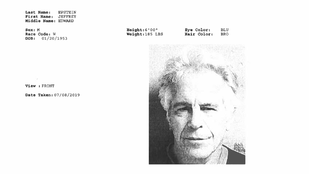 Mugshot of Jeffrey Epstein
