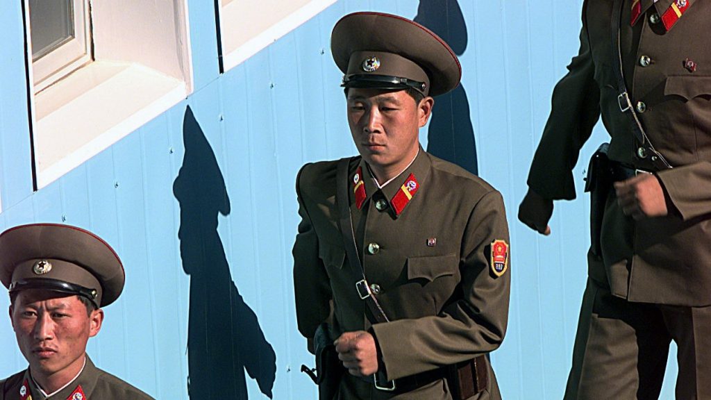 North Korea soldiers are marching