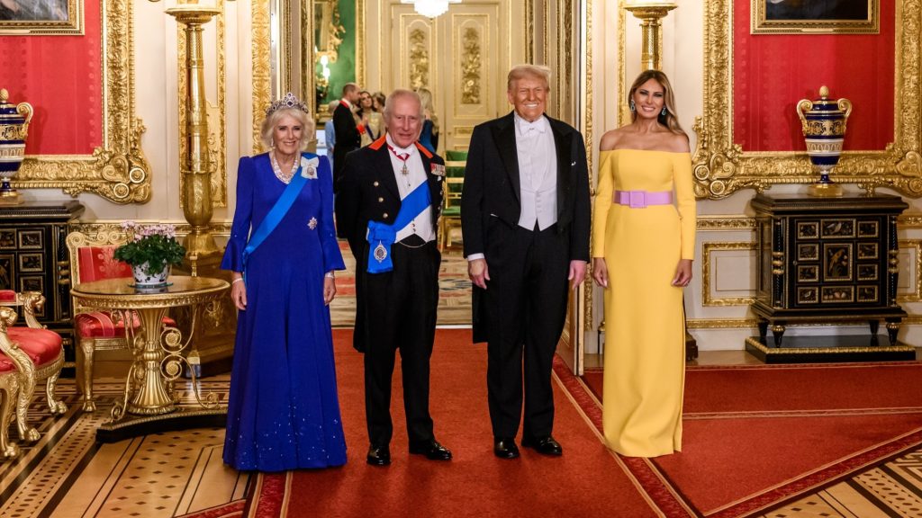 President Donald Trump and First Lady Melania Trump with King Charles III and Queen Camilla at Windsor Castle in 2025