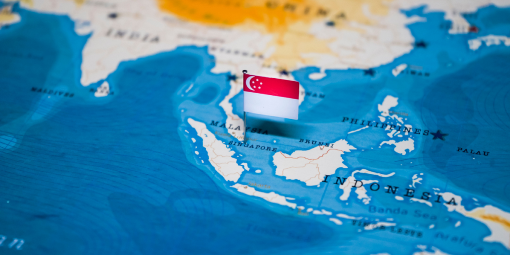 Singapore, map, flag, pin