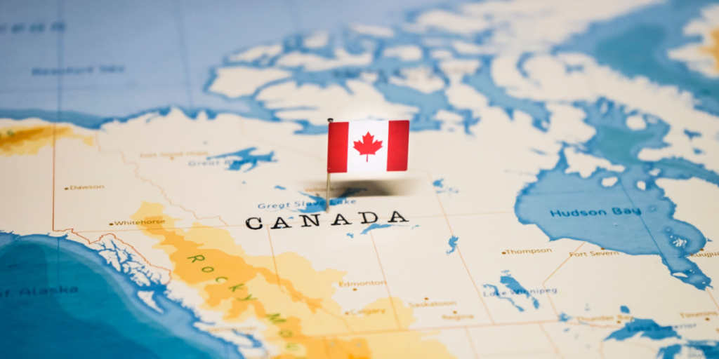 Canada, map, flag, pin