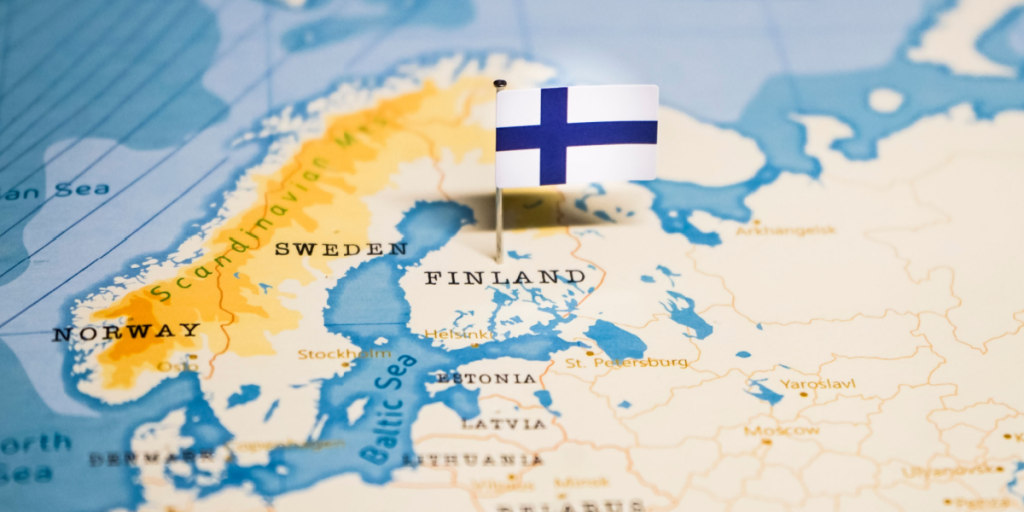 Finland, map, flag, pin