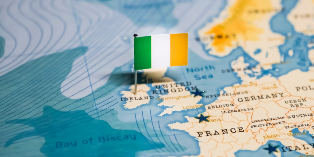 Ireland, map, flag, pin