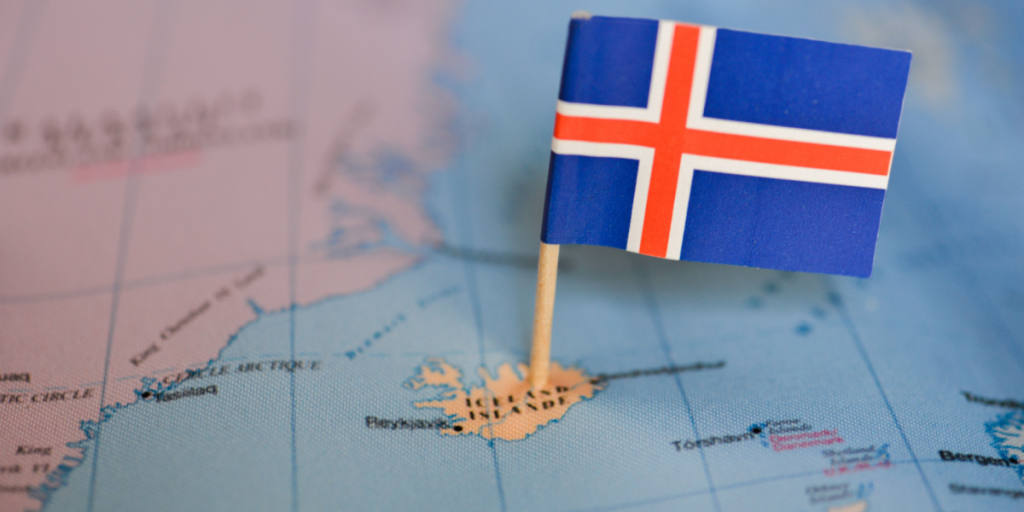 Iceland, map, flag, pin