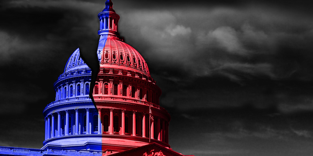 USA Congress, red, blue, divide