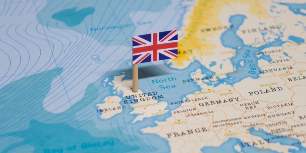 United Kingdom, UK, map, flag, pin