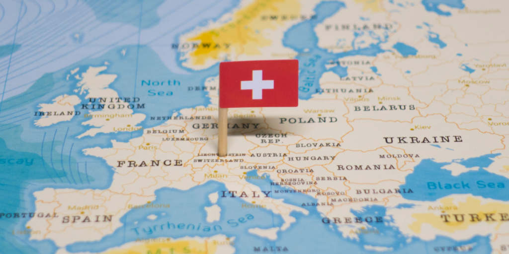 Switzerland, map, flag, pin