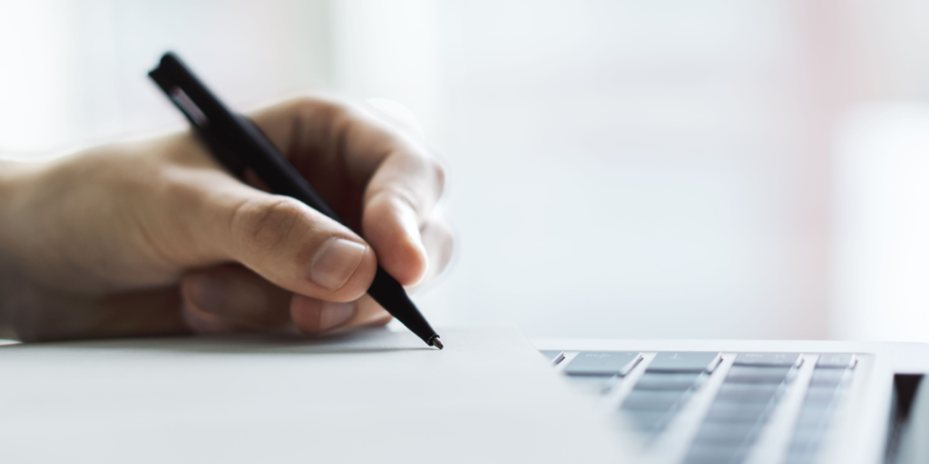 WRiting, note, hand, ball point, keyboard
