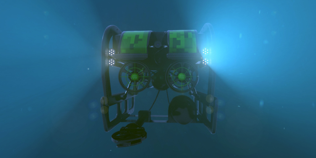 Underwater vehicle, ROV, 3D render