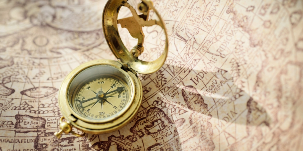 Old map, compass, adventure, travel