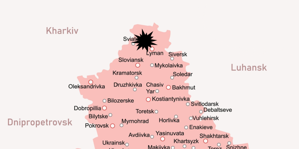 Donetsk Oblast, Shandryholove, Ukraine, map
