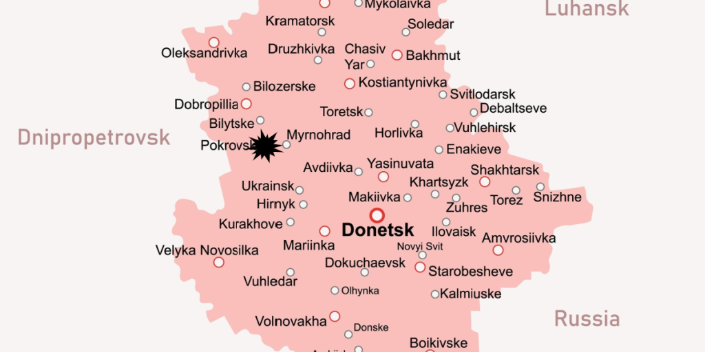 Donetsk, Pokrovsk, Ukraine, map