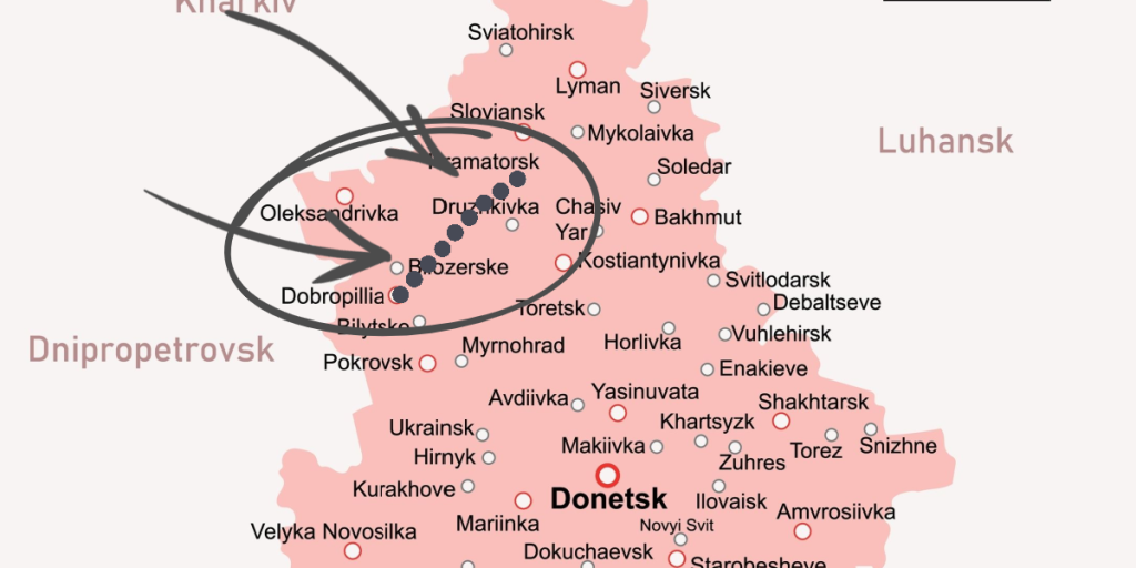 Donetsk, map, Ukraine, counteroffensive