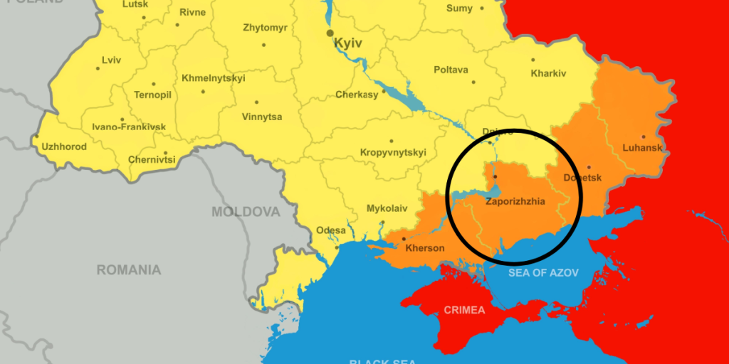 Ukraine, map, Zaporizhzhia highlight