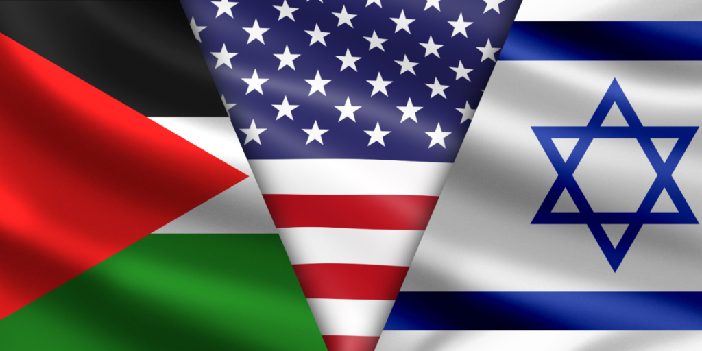 Gaza, USA, Israel, flags