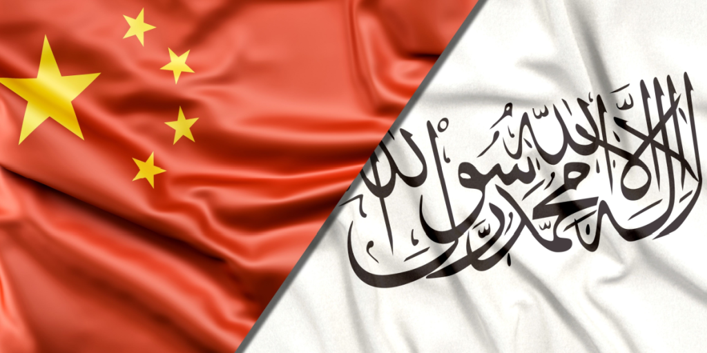 China, Taliban, flags