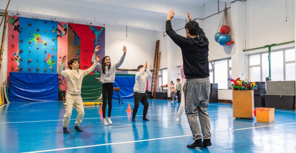Elever, gymnastik, gymnastic, students
