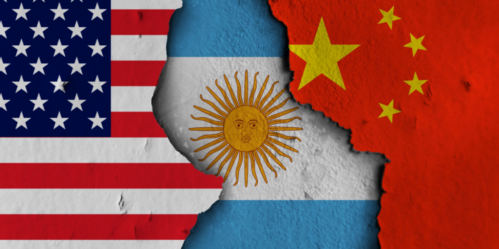 USA, Argentina, China, flags